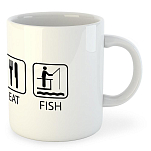 Kruskis 42611S007 Sleep Eat And Fish Кружка 325ml Белая White 325 ml (11 oz) 