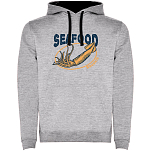 Kruskis SU1067045802C068 Толстовка с капюшоном Seafood Squid Two-Colour Серый Heather Grey / Black XL