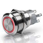 Hella marine 8HG 958 455-301 24V Светодиодный переключатель из нержавеющей стали Red