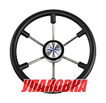 Рулевое колесо LEADER PLAST черный обод серебряные спицы д. 360 мм (упаковка из 6 шт.) Volanti Luisi VN8360-01_pkg_6