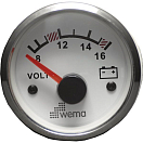 Купить Аналоговый вольтметр Wema IPVR-WS-8-16 12В Ø52мм шкала 8-16В белый с хромированным кольцом и подсветкой 7ft.ru в интернет магазине Семь Футов