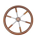 Рулевое колесо из нержавеющей стали с тиковым ободом / Ø: 600 мм