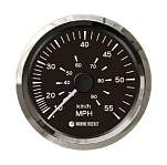 Спидометр манометрический 0-55 MPH, черный циферблат, нержавеющий ободок, д. 85 мм, Marine Rocket SMAM00055BSMR