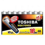 Toshiba R03ATPACK16 High Power LR03 Pack Щелочные батареи типа ААА 16 единицы измерения Серебристый Silver
