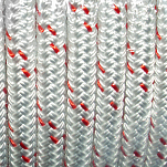 Трос плетеный из Dyneema SK75 оплетка из PesHT Benvenuti SK75-P-* Ø8мм белый с красной сигнальной прядью