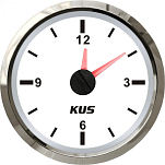 Аналоговые кварцевые часы KUS WS KY09100 Ø52мм 12/24В IP67 12-часовой формат белый/нержавейка