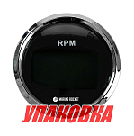 Тахометр 0-8000 об/мин со счетчиком моточасов делитель 1-10, черный циферблат, нержавеющий ободок, Marine Rocket (упаковка из 8 шт.) TM8009BSMR_pkg_8