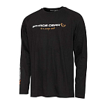 Savage gear SVS73913 Футболка с длинным рукавом Signature Logo Черный Black Caviar 3XL