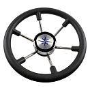 Рулевое колесо LEADER PLAST черный обод серебряные спицы д. 330 мм Volanti Luisi VN8330-01