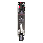 Лиш страховочный для SUP-досок Ocean & earth Premium One-XT lp60xt-white/black-6 1850x7мм ремешок 38мм с мягкой подкладкой белый