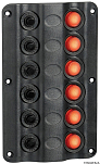 Панель выключателей Wave Design c 6 выключателями и светодиодной индикацией 12В 20А 160x100 мм, Osculati 14.104.02