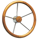 SS steering wheel w/teak external rim 400 mm, 45.165.02