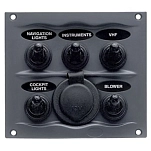 Bep marine 900-5WPS Панель с 5 переключателями On-Off DC 16A Charcoal