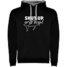 Купить Kruskis SU1067010258K043 Толстовка с капюшоном Shut up And Fish Two-Colour Черный Black / Grey S 7ft.ru в интернет магазине Семь Футов