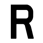 Регистрационная буква "R" из самоклеящейся ткани Bainbridge SL380BKR 380 мм черная