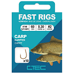 CTEC 004748-00120-00002-00 Fast Rigs Carp Связанный Крючок Без Зазубрин 0.280 mm Золотистый Black 4 