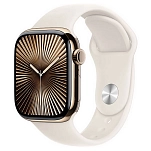 Apple MX073QL/A  Watch Series 10 GPS + Cellular 42mm Sport Band Золотистый Gold Titanium / Starlight M-L