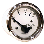 Seachoice 50-15211 Oil Pressure Gage Белая  Chrome / White