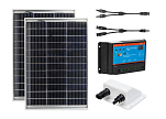 Полный комплект солнечной системы: 2x модуля 120 Вт, вкл. ШИМ-контроллер VICTRON и проходная панель