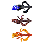 Yamamoto baits 12507523 Kreature Мягкая приманка 101 mm 7 единицы Оранжевый Black / Blue Flake Body / Clear Blue Tail