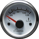 Индикатор температуры охлаждающей жидкости Wema IPTR-WS-40-120 Ø62/52мм 300-23Ом 12/24В +40°C–+120°C(+105°F–+250°F) белый/хромированный