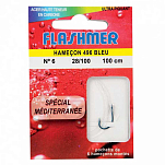 Flashmer HND10 Связанный крючок Средиземного моря 0.300 Mm Голубой Blue 1/0 