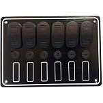 Goldenship GS11195 15A 12V Водонепроницаемый 6 Рокер Переключатели Панель Черный Black 133 x 190 mm 