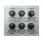 Панель выключателей из алюминия серая TMC 03508-S 12 В 96 х 107 х 2 мм 6 выключателей