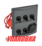 Панель бортового питания 5 переключателей, разъем прикуривателя, предохранители (упаковка из 24 шт.) AAA 10160-BK_pkg_24