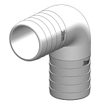Trudesign TRU90292 Мужчина-Мужчина 90° Рифленый соединитель Серебристый White 38 mm