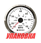 Спидометр манометрический 0-55 MPH, белый циферблат, нержавеющий ободок, д. 85 мм, Marine Rocket (упаковка из 5 шт.) SMAM00055WSMR_pkg_5