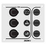 Панель выключателей из нержавеющей стали Lalizas Sp3 Economy 31380 3 выключателя 12 - 24 В 90 х 100 мм