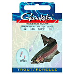 Gamakatsu 140310-01000-00018-00 Booklet Trout 2210R Палатка Крюк 0.180 мм 200 см Красный Red 10 