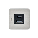 Внутренняя розетка Scanstrut SC-TILE-11 10-32В 6А 36-60Вт 40x40мм для зарядки USB-A и USB-C белая рамка из нержавеющей стали