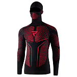 Rebelhorn RH-LS-THERM-II-2IN1_02_XS/S Компрессионная рубашка с балаклавой Thermoactive + Therm II Черный Black / Red XS-S
