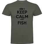 Kruskis CA65500338S086 Футболка с коротким рукавом Keep Calm And Fish Серый Dark Army Green L