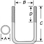 Tiedown engineering 241-86207 Zinc Plated Square U-Bolt Серебристый 1/2-4-1/8 x 3´´ 