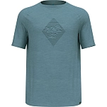 Odlo 554632-21096-XL Базовый слой с коротким рукавом Merino 130 Peaks Серый Provincial Blue Melange XL