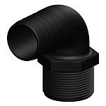 Trudesign TRU90375 Vrac 1 1/2´´ Мужчина-Мужчина 90° Резьбовой Рифленый разъем Черный Black 38 mm
