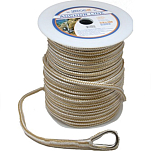 Sea-dog line 354-302110200GW1 Premium Двойной плетеный нейлоновый анкерный канат Коричневый Gold / White 1 cm x 61 m
