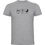 Kruskis CA65500358S100 Футболка с коротким рукавом Sleep Eat And Sail Серый Heather Grey L