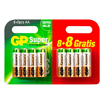 Gp batteries 03015ADHBC8+8 Щелочной AA Mignon LR06 Super Value Аккумуляторы Белая