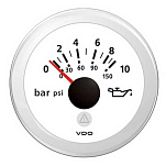 Аналоговый манометр давления моторного масла VDO Veratron ViewLine A2C59514199 Ø52мм 8-32В 10–184Ом шкала 0–10бар(0–150psi) белого цвета