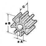 Крыльчатка помпы охлаждения двигателя Tohatsu SC-WT097
