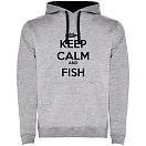 Купить Kruskis SU1067055802S086 Толстовка с капюшоном Keep Calm And Fish Two-Colour Серый Heather Grey / Black 2XL 7ft.ru в интернет магазине Семь Футов