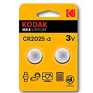 Купить Kodak 30417670 Max Ultra CR2025 Литиевая батарейка 2 Единицы Серебристый Silver 7ft.ru в интернет магазине Семь Футов