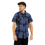 Brandit 4012-87-XL Рубашка с коротким рукавом Roadstar Голубой Indigo Checked XL