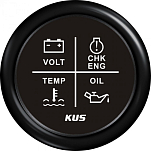Индикатор аварийной сигнализации двигателя KUS BB KY79202 Ø52мм 12/24В IP67 чёрный/чёрный