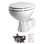 Унитаз судовой с электрической прокачкой Johnson Pump AquaT Silent Electric Compact 80-47231-01 12В Ø19/38мм 441х340х395мм с трехпозиционной панелью управления