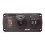Blue sea systems 4363-BSS Панель USB и розетка H2O 4363 Black 57.15 x 125.48 x 64.26 mm